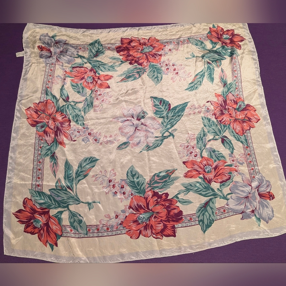 Gorgeous Floral Japanese 100% Silk Scarf